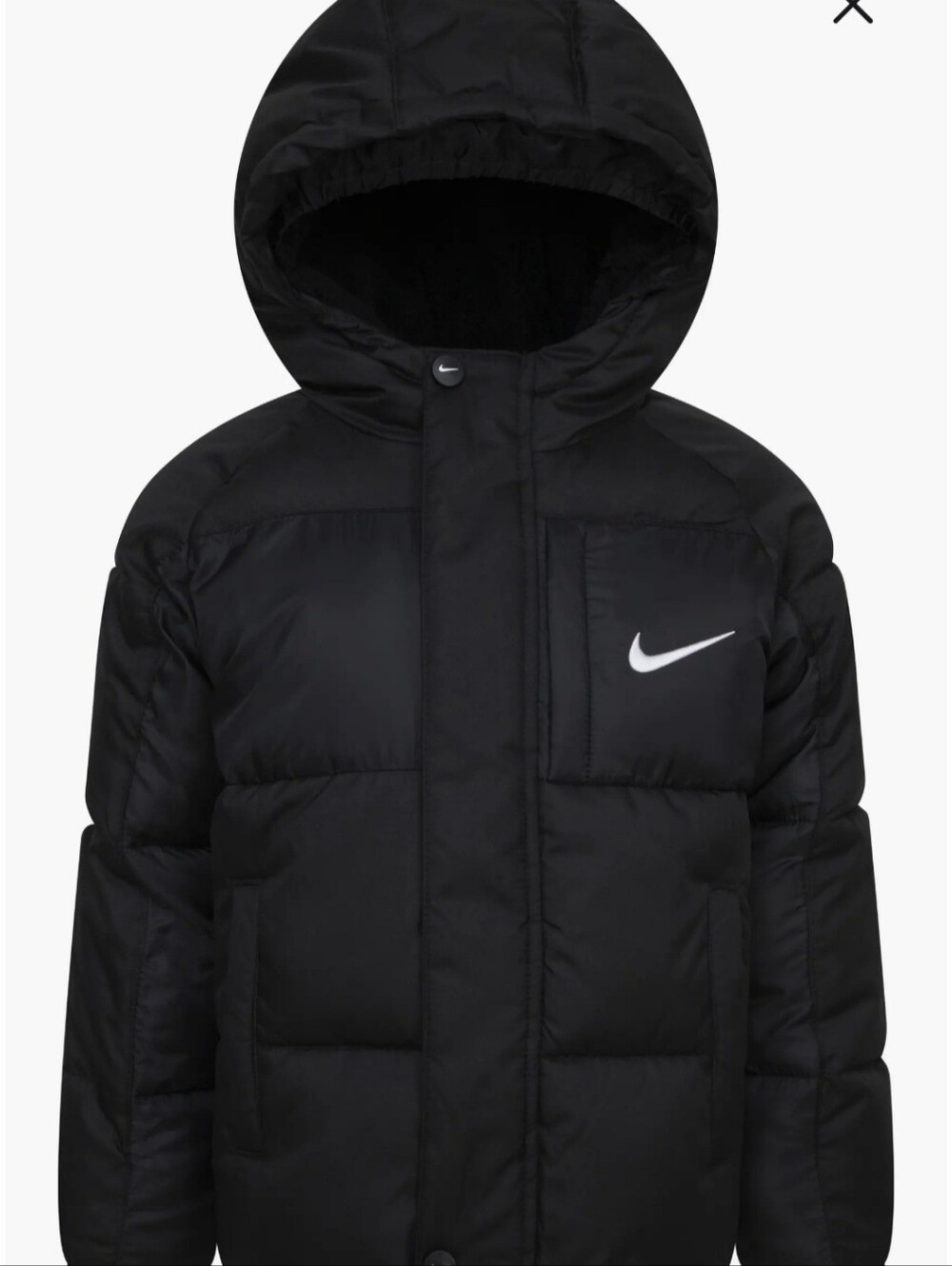 Nike Kids Black Puffer Warm And Cozy Jacket with Hood Kids Size 5-6 Yrs